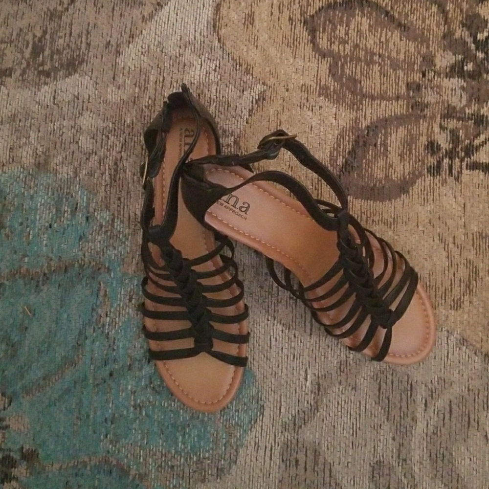 A.n.a black wedge sandals